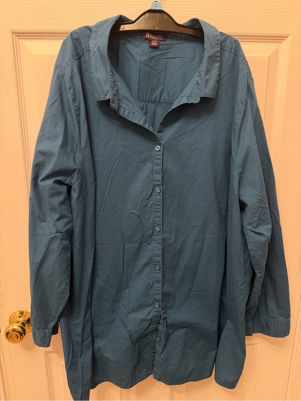 Roaman’s Button Up Blouse Shirt Size 3X Teal